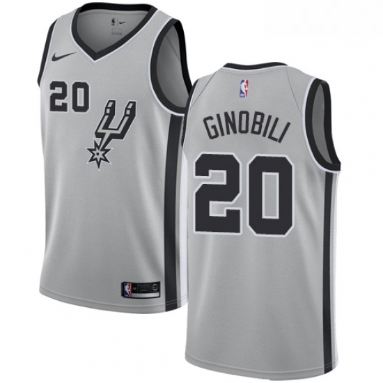Mens Nike San Antonio Spurs 20 Manu Ginobili Authentic Silver Alternate NBA Jersey Statement Edition Mens Nike San Antonio Spurs 20 Manu Ginobili Authentic Silver Alternate NBA Jersey Statement Edition