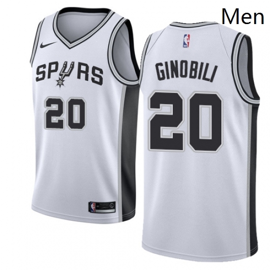 Mens Nike San Antonio Spurs 20 Manu Ginobili Authentic White Home NBA Jersey Association Edition Mens Nike San Antonio Spurs 20 Manu Ginobili Authentic White Home NBA Jersey Association Edition