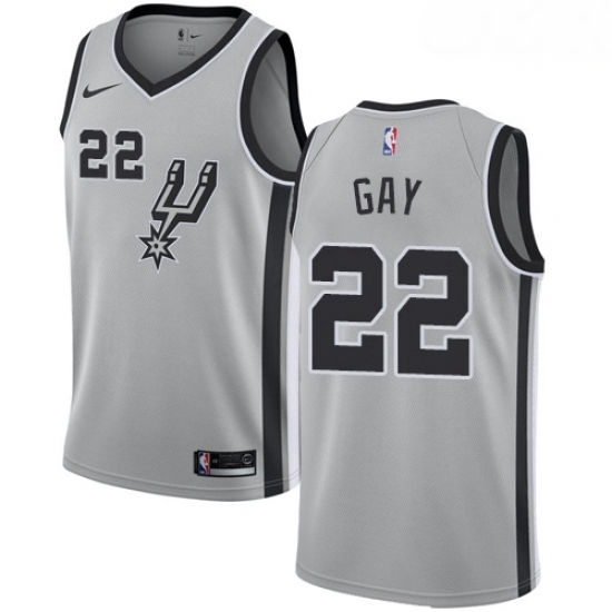 Mens Nike San Antonio Spurs 22 Rudy Gay Swingman Silver Alternate NBA Jersey Statement Edition Mens Nike San Antonio Spurs 22 Rudy Gay Swingman Silver Alternate NBA Jersey Statement Edition