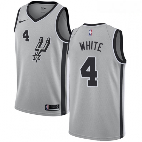 Mens Nike San Antonio Spurs 4 Derrick White Authentic Silver Alternate NBA Jersey Statement Edition Mens Nike San Antonio Spurs 4 Derrick White Authentic Silver Alternate NBA Jersey Statement Edition