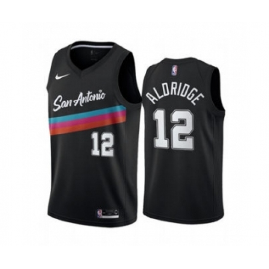Men's San Antonio Spurs #12 LaMarcus Aldridge Black City Edition Fiesta 2020-21 Stitched Basketball Jersey Men's San Antonio Spurs #12 LaMarcus Aldridge Black City Edition Fiesta 2020-21 Stitched Basketball Jersey
