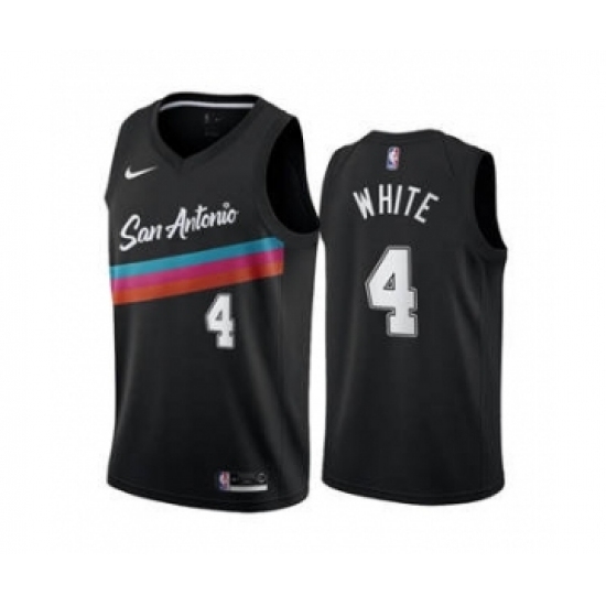 Men's San Antonio Spurs #4 Derrick White Black City Edition Fiesta 2020-21 Stitched Basketball Jersey Men's San Antonio Spurs #4 Derrick White Black City Edition Fiesta 2020-21 Stitched Basketball Jersey