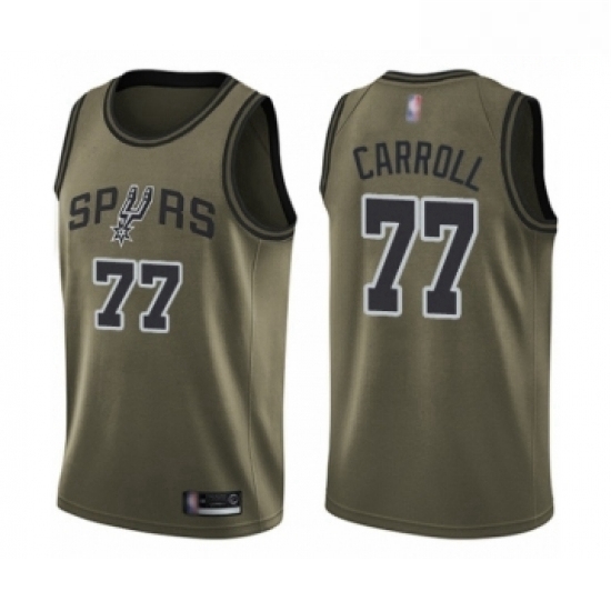 Mens San Antonio Spurs 77 DeMarre Carroll Swingman Green Salute to Service Basketball Jersey Mens San Antonio Spurs 77 DeMarre Carroll Swingman Green Salute to Service Basketball Jersey