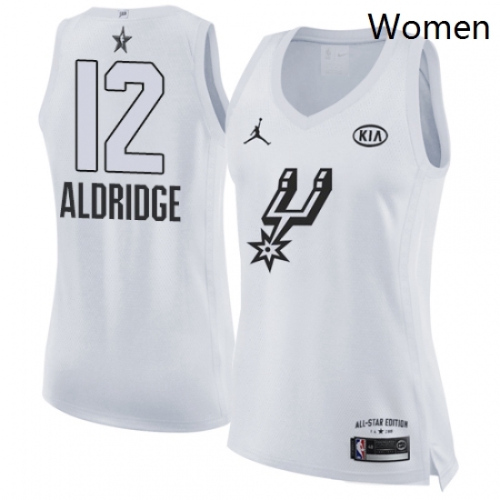 Womens Nike Jordan San Antonio Spurs 12 LaMarcus Aldridge Swingman White 2018 All Star Game NBA Jersey