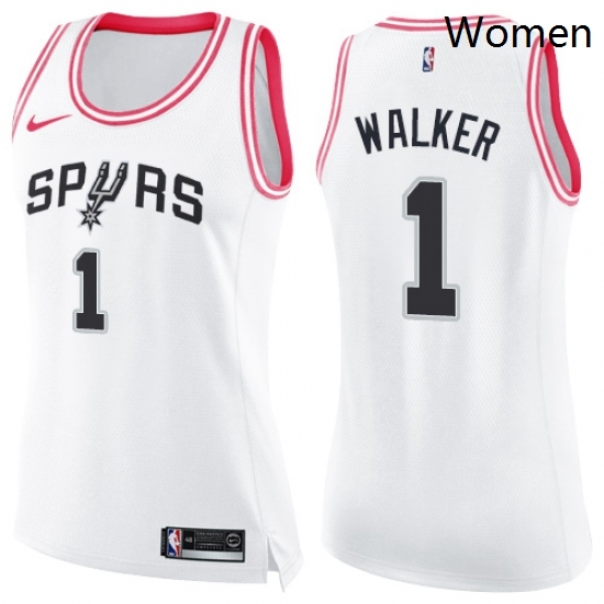 Womens Nike San Antonio Spurs 1 Lonnie Walker Swingman White Pink Fashion NBA Jersey Womens Nike San Antonio Spurs 1 Lonnie Walker Swingman White Pink Fashion NBA Jersey