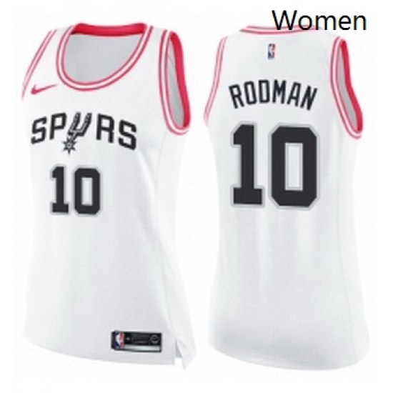 Womens Nike San Antonio Spurs 10 Dennis Rodman Swingman WhitePink Fashion NBA Jersey Womens Nike San Antonio Spurs 10 Dennis Rodman Swingman WhitePink Fashion NBA Jersey
