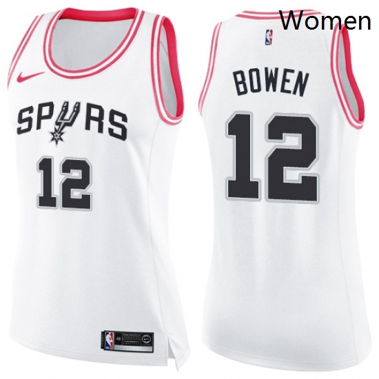 Womens Nike San Antonio Spurs 12 Bruce Bowen Swingman WhitePink Fashion NBA Jersey Womens Nike San Antonio Spurs 12 Bruce Bowen Swingman WhitePink Fashion NBA Jersey