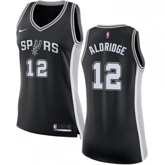 Womens Nike San Antonio Spurs 12 LaMarcus Aldridge Authentic Black Road NBA Jersey Icon Edition Womens Nike San Antonio Spurs 12 LaMarcus Aldridge Authentic Black Road NBA Jersey Icon Edition
