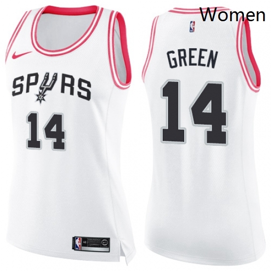 Womens Nike San Antonio Spurs 14 Danny Green Swingman WhitePink Fashion NBA Jersey Womens Nike San Antonio Spurs 14 Danny Green Swingman WhitePink Fashion NBA Jersey