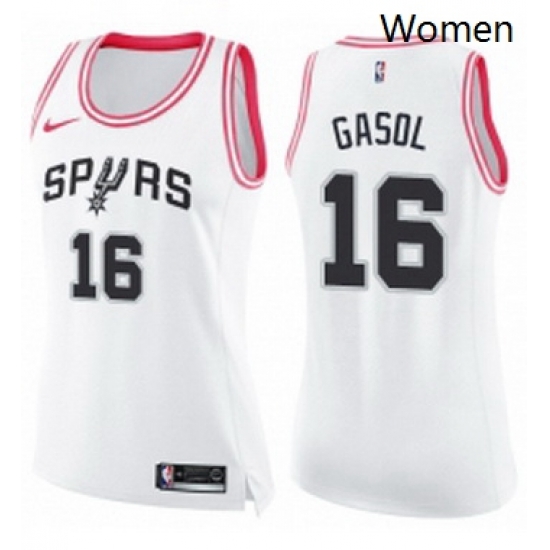 Womens Nike San Antonio Spurs 16 Pau Gasol Swingman WhitePink Fashion NBA Jersey Womens Nike San Antonio Spurs 16 Pau Gasol Swingman WhitePink Fashion NBA Jersey