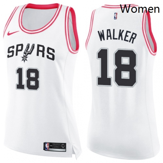 Womens Nike San Antonio Spurs 18 Lonnie Walker Swingman White Pink Fashion NBA Jersey Womens Nike San Antonio Spurs 18 Lonnie Walker Swingman White Pink Fashion NBA Jersey
