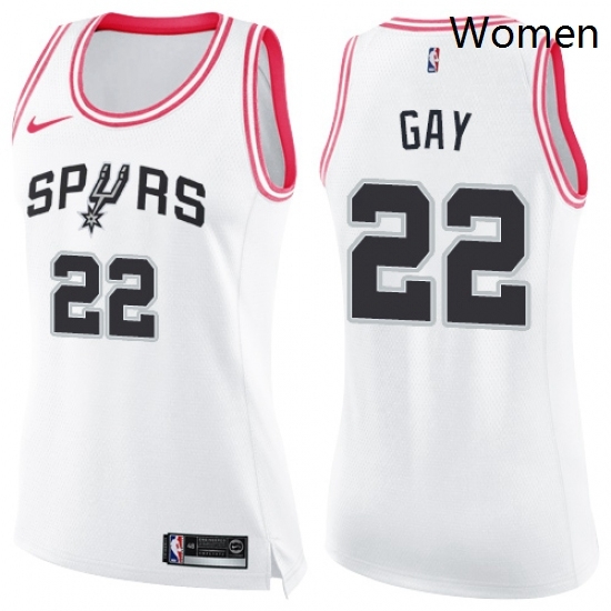 Womens Nike San Antonio Spurs 22 Rudy Gay Swingman WhitePink Fashion NBA Jersey Womens Nike San Antonio Spurs 22 Rudy Gay Swingman WhitePink Fashion NBA Jersey