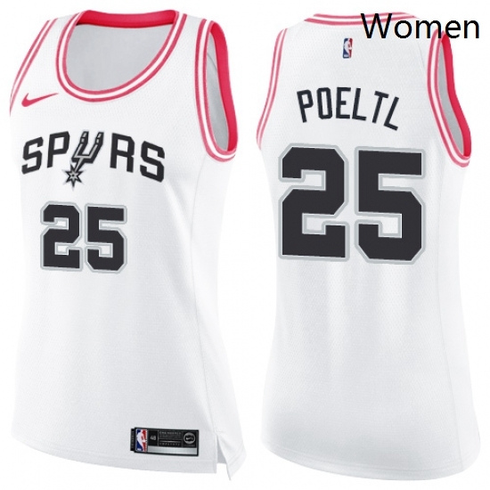 Womens Nike San Antonio Spurs 25 Jakob Poeltl Swingman White Pink Fashion NBA Jersey Womens Nike San Antonio Spurs 25 Jakob Poeltl Swingman White Pink Fashion NBA Jersey