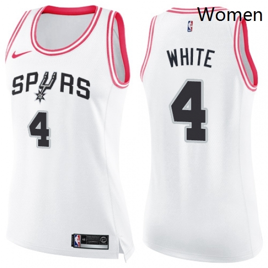 Womens Nike San Antonio Spurs 4 Derrick White Swingman WhitePink Fashion NBA Jersey Womens Nike San Antonio Spurs 4 Derrick White Swingman WhitePink Fashion NBA Jersey