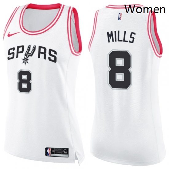 Womens Nike San Antonio Spurs 8 Patty Mills Swingman WhitePink Fashion NBA Jersey Womens Nike San Antonio Spurs 8 Patty Mills Swingman WhitePink Fashion NBA Jersey