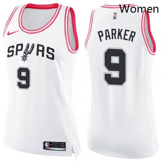 Womens Nike San Antonio Spurs 9 Tony Parker Swingman WhitePink Fashion NBA Jersey Womens Nike San Antonio Spurs 9 Tony Parker Swingman WhitePink Fashion NBA Jersey