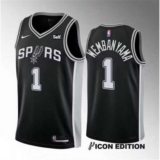 Youth San Antonio Spurs 1 Victor Wembanyama Black Icon Edition Stitched Jersey Youth San Antonio Spurs 1 Victor Wembanyama Black Icon Edition Stitched Jersey
