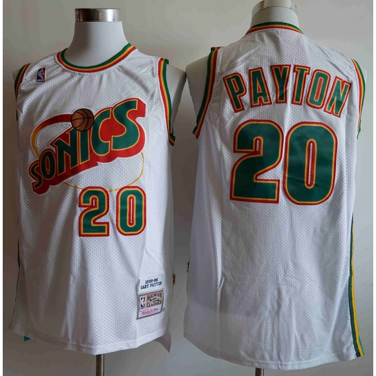 Men Seattle SuperSonics Gary Payton 20 White Mitchell Ness Jersey Men Seattle SuperSonics Gary Payton 20 White Mitchell Ness Jersey