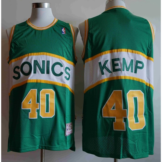 Men Seattle SuperSonics SHAWN KEMP 40 Mitchell Ness Jersey Green Men Seattle SuperSonics SHAWN KEMP 40 Mitchell Ness Jersey Green