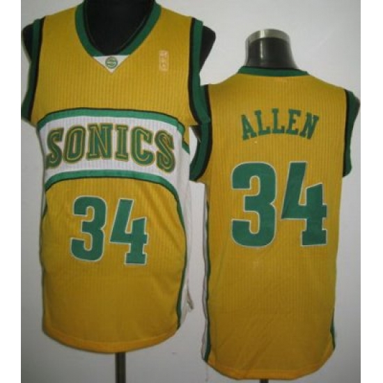 Seattle Supersonics 34 Ray Allen Yellow Revolution 30 NBA Jerseys Seattle Supersonics 34 Ray Allen Yellow Revolution 30 NBA Jerseys