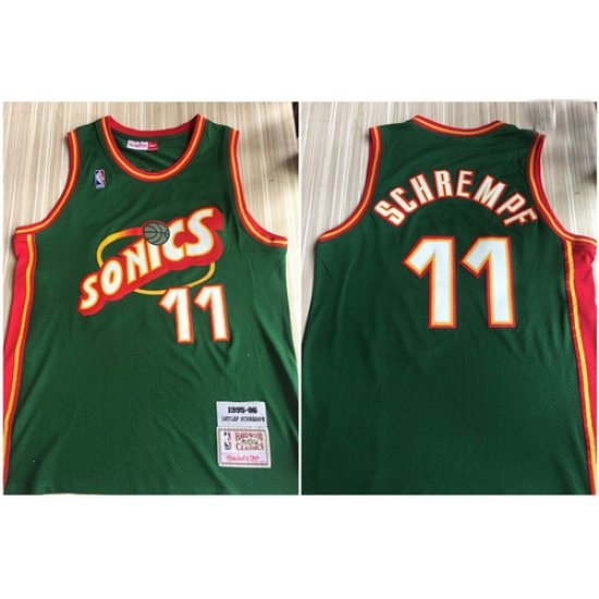 Supersonics 11 Detlef Schrempf Green 1995 96 Hardwood Classics Swingman Jersey Supersonics 11 Detlef Schrempf Green 1995 96 Hardwood Classics Swingman Jersey