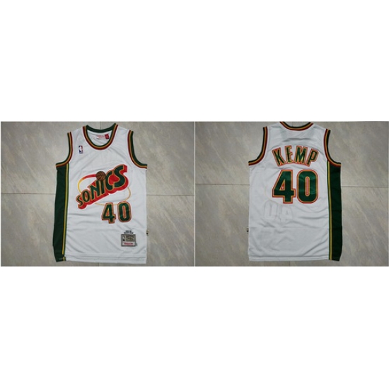 Supersonics 40 Shawn Kemp White 1995 96 Hardwood Classics Jersey Supersonics 40 Shawn Kemp White 1995 96 Hardwood Classics Jersey