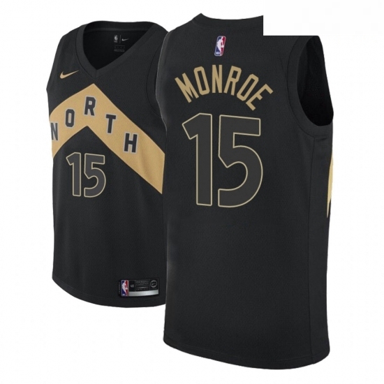 Men NBA 2018 19 Toronto Raptors 15 Greg Monroe City Edition Black Jersey Men NBA 2018 19 Toronto Raptors 15 Greg Monroe City Edition Black Jersey