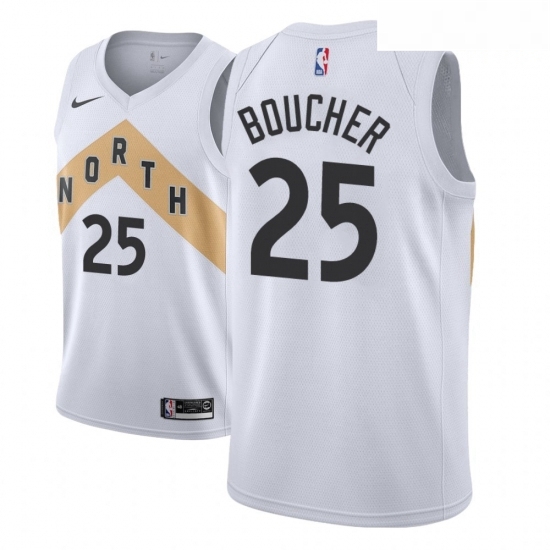Men NBA 2018 19 Toronto Raptors 25 Chris Boucher City Edition White Jersey Men NBA 2018 19 Toronto Raptors 25 Chris Boucher City Edition White Jersey