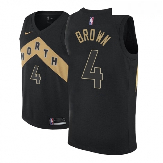 Men NBA 2018 19 Toronto Raptors 4 Lorenzo Brown City Edition Black Jersey Men NBA 2018 19 Toronto Raptors 4 Lorenzo Brown City Edition Black Jersey