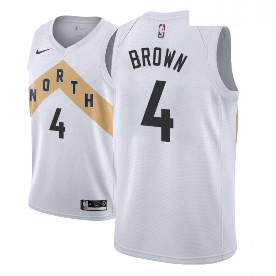 Men NBA 2018 19 Toronto Raptors 4 Lorenzo Brown City Edition White Jersey Men NBA 2018 19 Toronto Raptors 4 Lorenzo Brown City Edition White Jersey