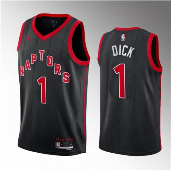 Men Toronto Raptors 1 Gradey Dick Black 2023 Draft Statement Edition Stitched Basketball Jersey Men Toronto Raptors 1 Gradey Dick Black 2023 Draft Statement Edition Stitched Basketball Jersey