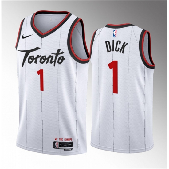 Men Toronto Raptors 1 Gradey Dick White 2023 24 Association Edition Stitched Basketball Jersey Men Toronto Raptors 1 Gradey Dick White 2023 24 Association Edition Stitched Basketball Jersey