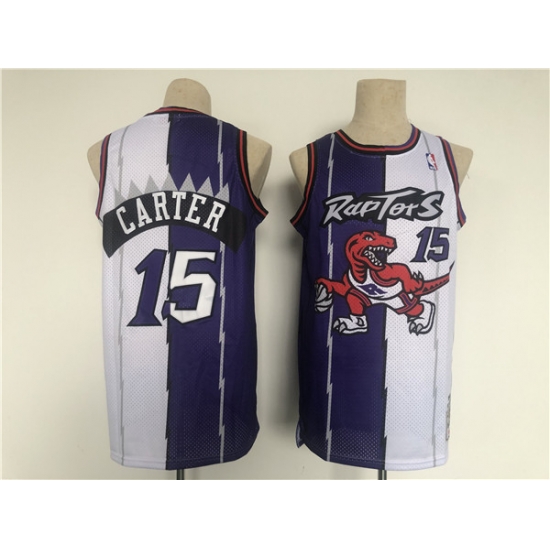 Men Toronto Raptors 15 Vince Carter White Purple Splite Basketball Jersey Men Toronto Raptors 15 Vince Carter White Purple Splite Basketball Jersey