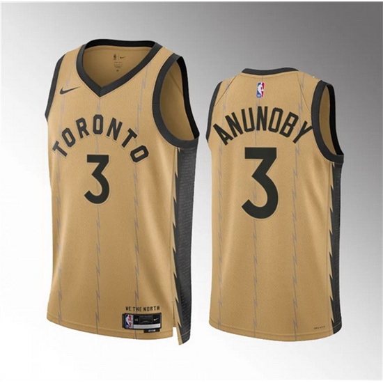 Men Toronto Raptors 3 O G Anunoby Gold 2023 24 City Edition Stitched Basketball Jersey Men Toronto Raptors 3 O G Anunoby Gold 2023 24 City Edition Stitched Basketball Jersey