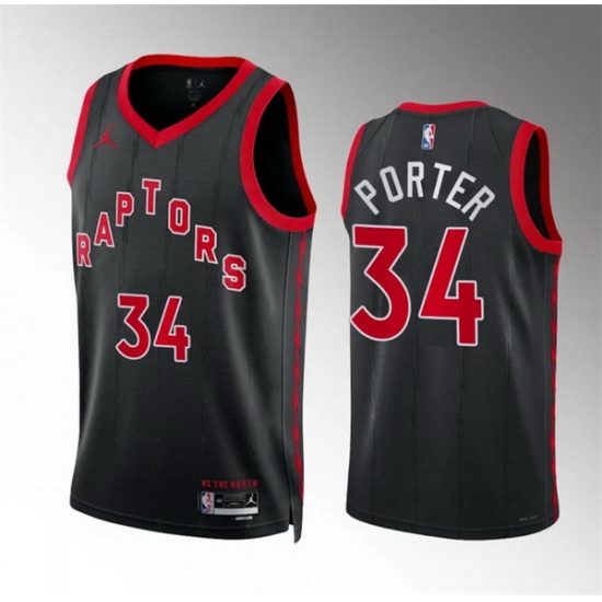 Men Toronto Raptors 34 Jontay Porter Black Statement Edition Stitched Basketball Jersey Men Toronto Raptors 34 Jontay Porter Black Statement Edition Stitched Basketball Jersey