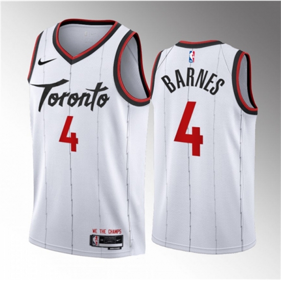 Men Toronto Raptors 4 Scottie Barnes White 2023 24 Association Edition Stitched Basketball Jersey Men Toronto Raptors 4 Scottie Barnes White 2023 24 Association Edition Stitched Basketball Jersey