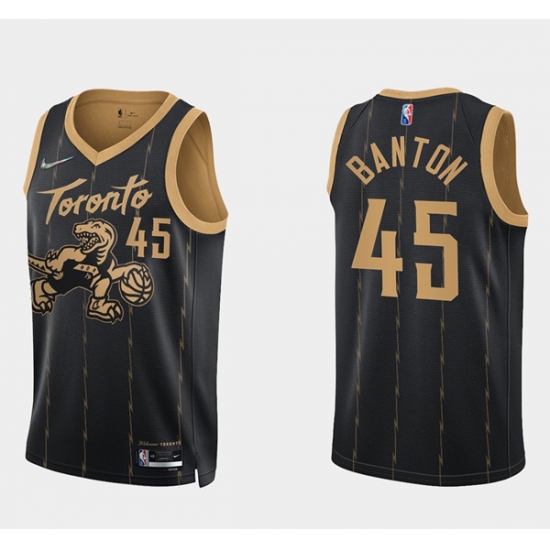 Men Toronto Raptors 45 Dalano Banton 2021 22 City Edition Black 75th Anniversary Swingman Stitched Basketball Jersey Men Toronto Raptors 45 Dalano Banton 2021 22 City Edition Black 75th Anniversary Swingman Stitched Basketball Jersey