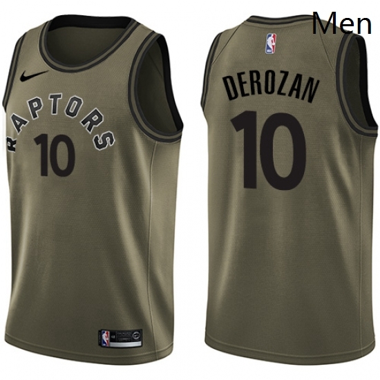 Mens Nike Toronto Raptors 10 DeMar DeRozan Swingman Green Salute to Service NBA Jersey Mens Nike Toronto Raptors 10 DeMar DeRozan Swingman Green Salute to Service NBA Jersey