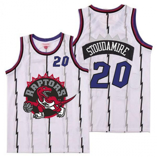 Raptors 20 Damon Stoudamire White Big Gray Red Logo Retro Jersey Raptors 20 Damon Stoudamire White Big Gray Red Logo Retro Jersey