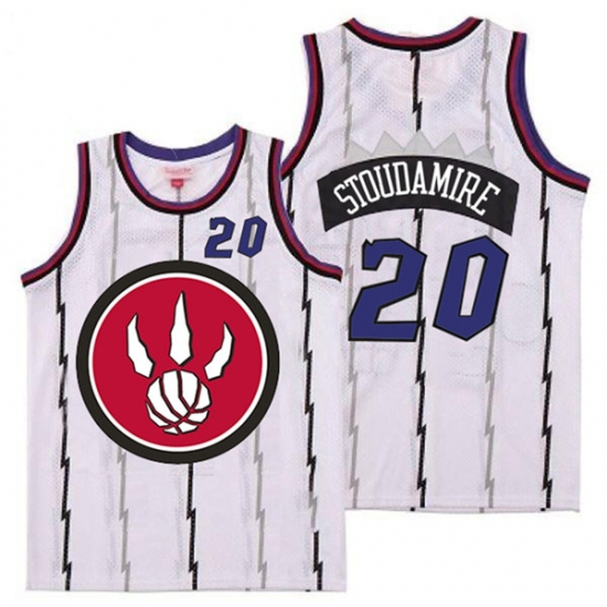 Raptors 20 Damon Stoudamire White Red Big Logo Retro Jersey Raptors 20 Damon Stoudamire White Red Big Logo Retro Jersey