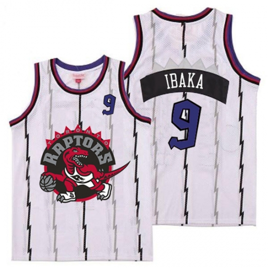 Raptors 9 Serge Ibaka White Big Gray Red Logo Retro Jersey Raptors 9 Serge Ibaka White Big Gray Red Logo Retro Jersey