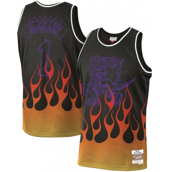 Toronto Raptors 1 Tracy McGrady Black 1998 99 Hardwood Classics Flames Swingman Jersey Toronto Raptors 1 Tracy McGrady Black 1998 99 Hardwood Classics Flames Swingman Jersey