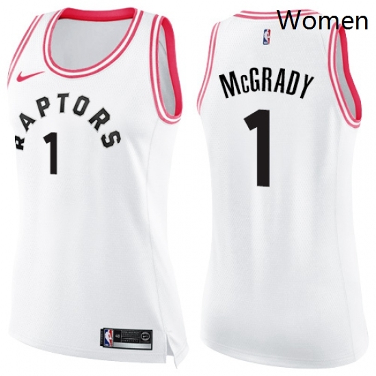 Womens Nike Toronto Raptors 1 Tracy Mcgrady Swingman WhitePink Fashion NBA Jersey Womens Nike Toronto Raptors 1 Tracy Mcgrady Swingman WhitePink Fashion NBA Jersey