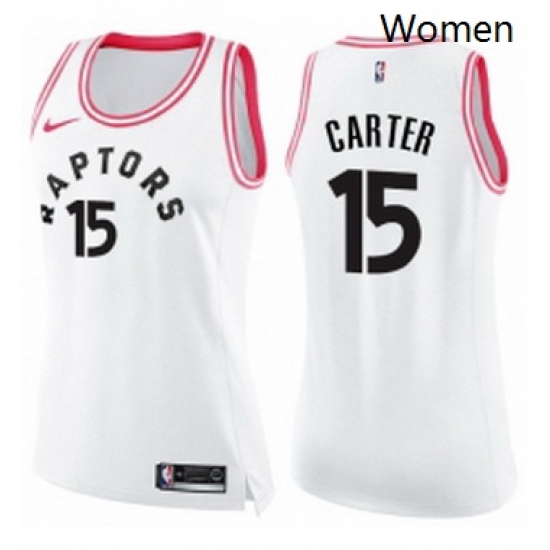 Womens Nike Toronto Raptors 15 Vince Carter Swingman WhitePink Fashion NBA Jersey Womens Nike Toronto Raptors 15 Vince Carter Swingman WhitePink Fashion NBA Jersey