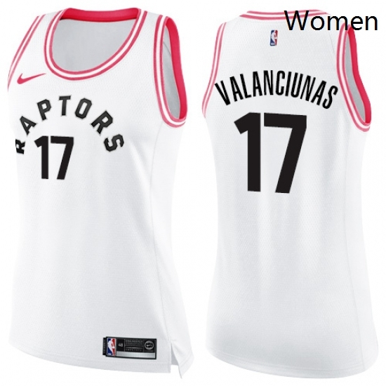Womens Nike Toronto Raptors 17 Jonas Valanciunas Swingman WhitePink Fashion NBA Jersey Womens Nike Toronto Raptors 17 Jonas Valanciunas Swingman WhitePink Fashion NBA Jersey