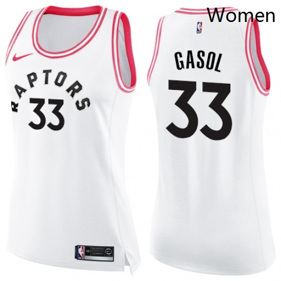 Womens Nike Toronto Raptors 33 Marc Gasol White Pink NBA Swingman Fashion Jersey Womens Nike Toronto Raptors 33 Marc Gasol White Pink NBA Swingman Fashion Jersey