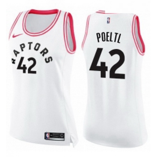Womens Nike Toronto Raptors 42 Jakob Poeltl Swingman WhitePink Fashion NBA Jersey Womens Nike Toronto Raptors 42 Jakob Poeltl Swingman WhitePink Fashion NBA Jersey