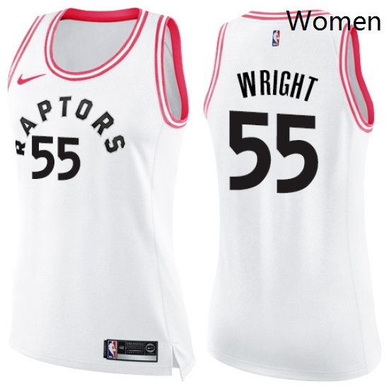 Womens Nike Toronto Raptors 55 Delon Wright Swingman WhitePink Fashion NBA Jersey Womens Nike Toronto Raptors 55 Delon Wright Swingman WhitePink Fashion NBA Jersey