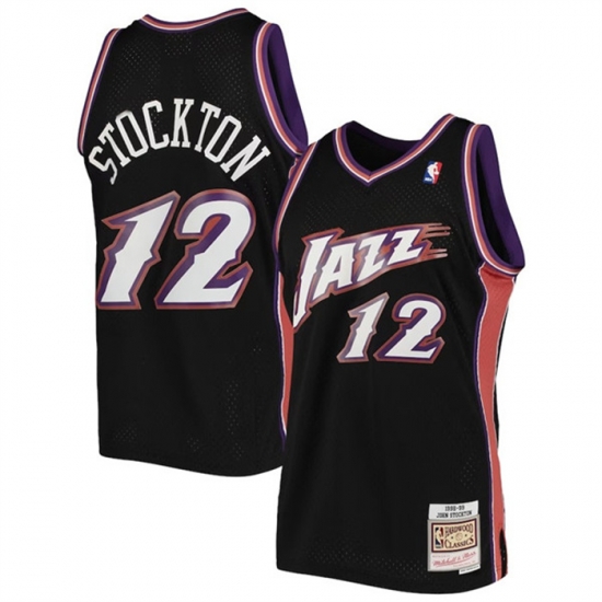 Men Utah Jazz 12 John Stockton Black 1998 99 Mitchell 26 Ness Swingman Stitched Jersey Men Utah Jazz 12 John Stockton Black 1998 99 Mitchell 26 Ness Swingman Stitched Jersey