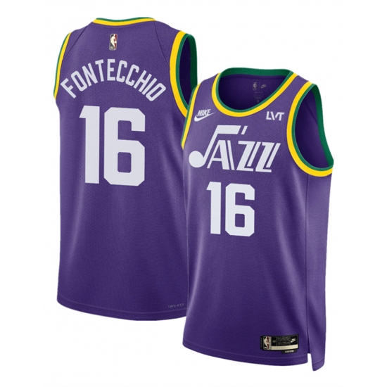 Men Utah Jazz 16 Simone Fontecchio Purple 2023 Classic Edition Stitched Basketball Jersey Men Utah Jazz 16 Simone Fontecchio Purple 2023 Classic Edition Stitched Basketball Jersey